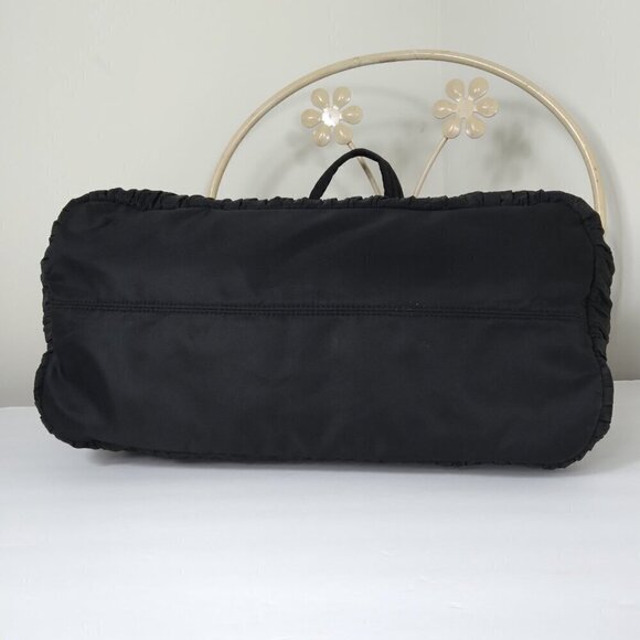 Victoria's Secret Elegant Black Satin Pleated Zip & Cinched Overnight Tote NWOT - Picture 5 of 15